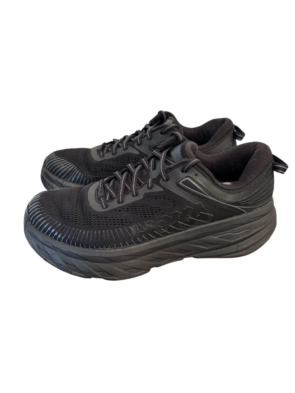Hoka One One Bondi 7 Mens 10.5 Black Road Race Max Cushion Support Running Shoes